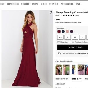 Lulus always stunning convertible burgundy maxi dr